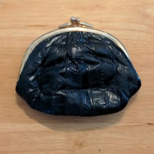 Black eel skin clutch purse